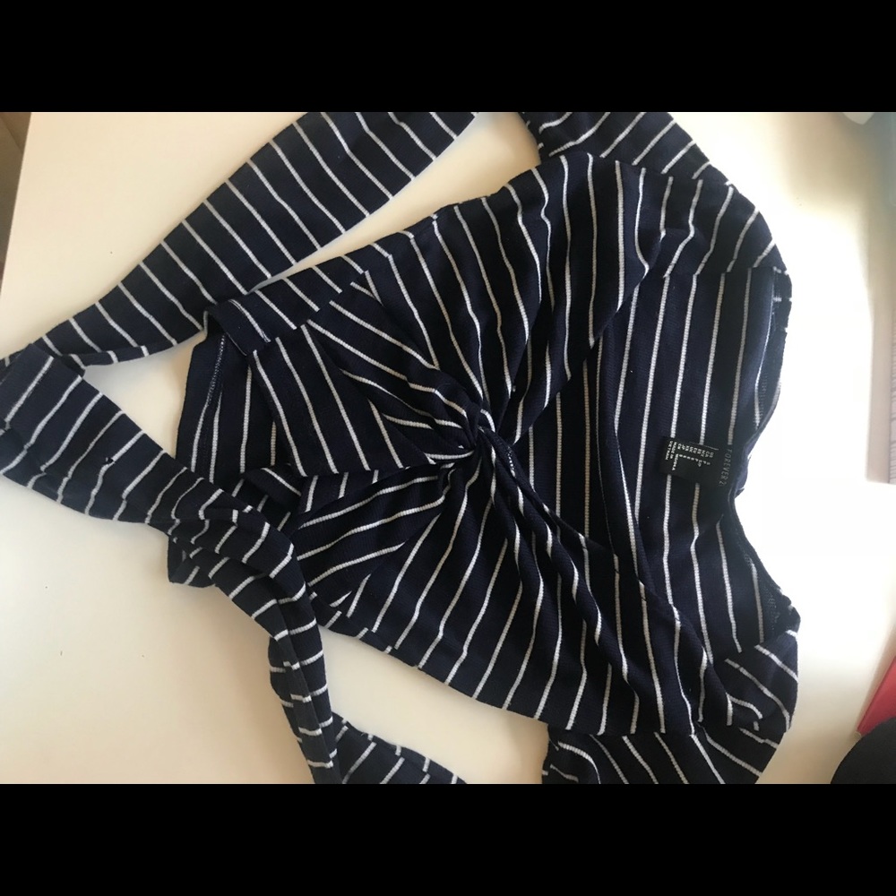 Striped long sleeve crop top